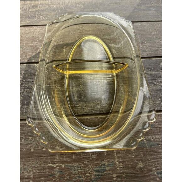 Fostoria Mayfair Relish Dish 2 Part 9” Long Yellow Topaz Vintage Candy Trinket - Picture 7 of 15